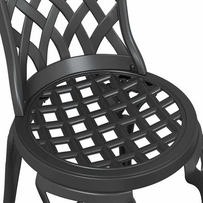 Garden Table Set 3 pcs Black Cast Aluminium
