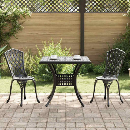 Garden Table Set 3 pcs Black Cast Aluminium