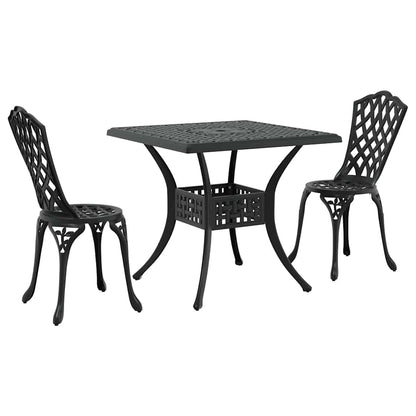 Garden Table Set 3 pcs Black Cast Aluminium