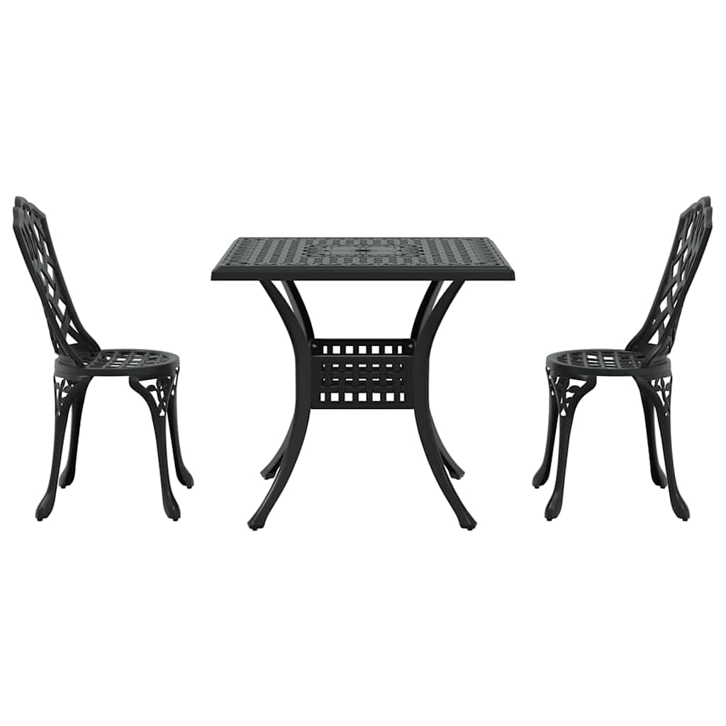 Garden Table Set 3 pcs Black Cast Aluminium