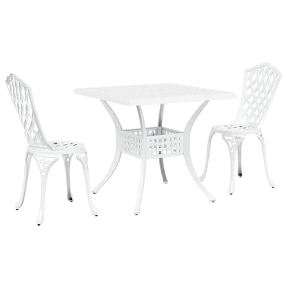 Garden Table Set 3 pcs White Cast Aluminium