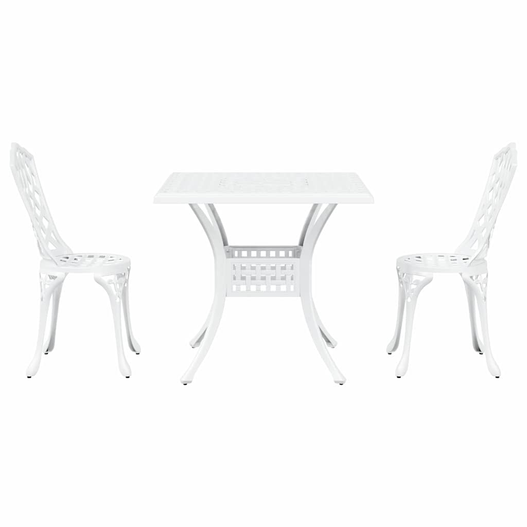 Garden Table Set 3 pcs White Cast Aluminium
