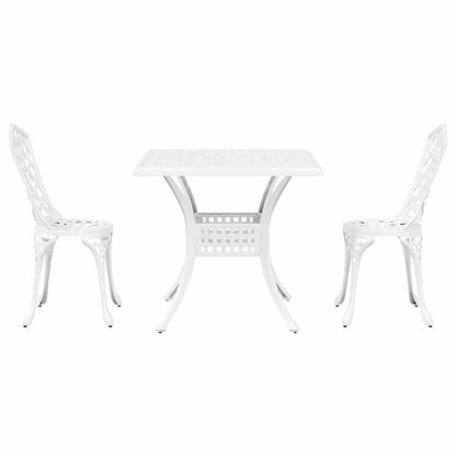 Garden Table Set 3 pcs White Cast Aluminium