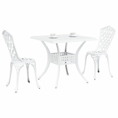 Garden Table Set 3 pcs White Cast Aluminium