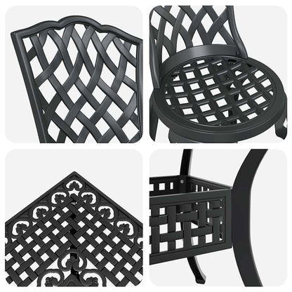Garden Table Set 5 pcs Black Cast Aluminium