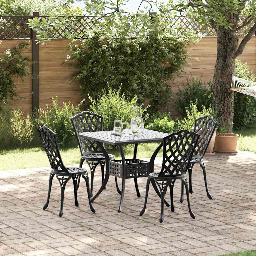 Garden Table Set 5 pcs Black Cast Aluminium