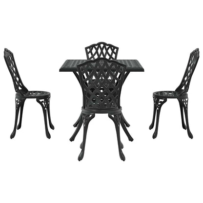 Garden Table Set 5 pcs Black Cast Aluminium