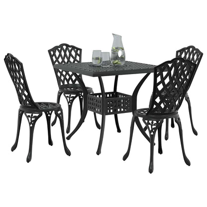 Garden Table Set 5 pcs Black Cast Aluminium
