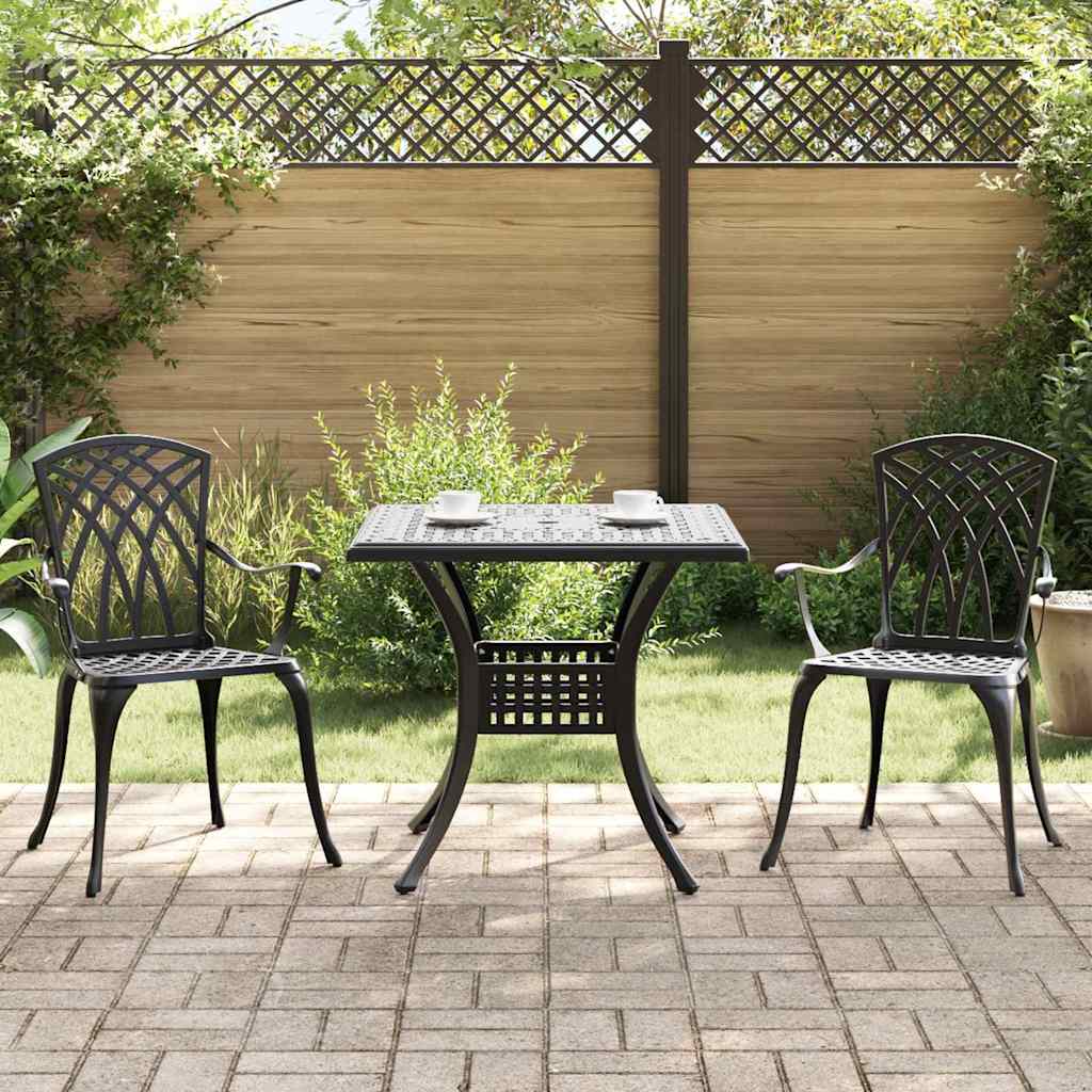 Garden Table Set 3 pcs Black Cast Aluminium