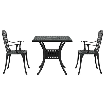 Garden Table Set 3 pcs Black Cast Aluminium