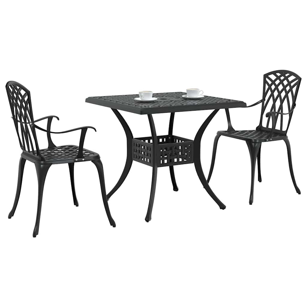 Garden Table Set 3 pcs Black Cast Aluminium