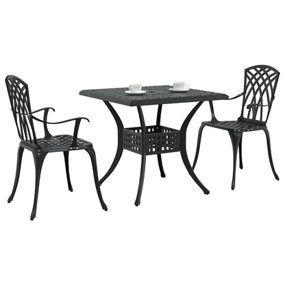 Garden Table Set 3 pcs Black Cast Aluminium