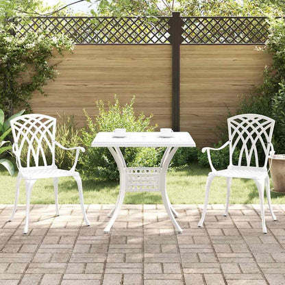 Garden Table Set 3 pcs White Cast Aluminium