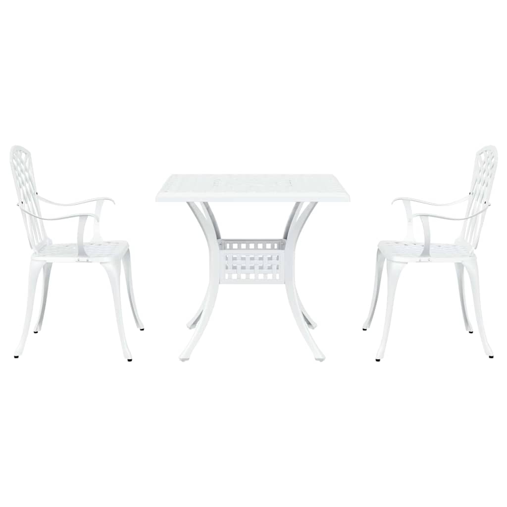 Garden Table Set 3 pcs White Cast Aluminium