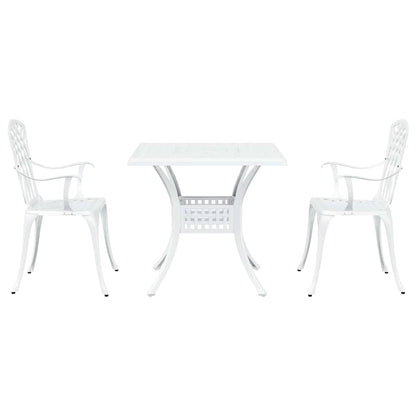 Garden Table Set 3 pcs White Cast Aluminium