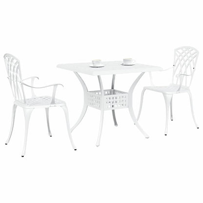 Garden Table Set 3 pcs White Cast Aluminium