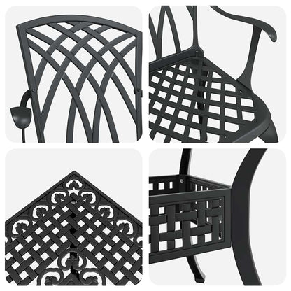 Garden Table Set 5 pcs Black Cast Aluminium