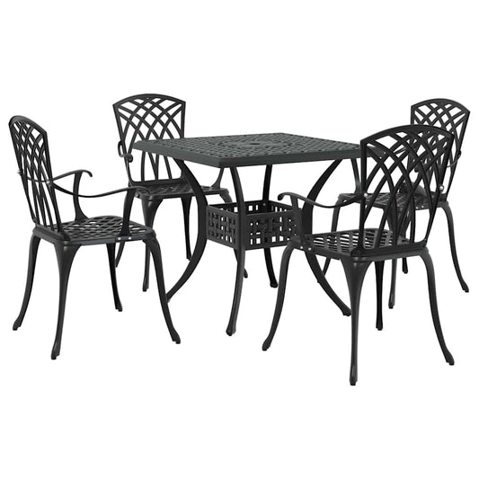 Garden Table Set 5 pcs Black Cast Aluminium