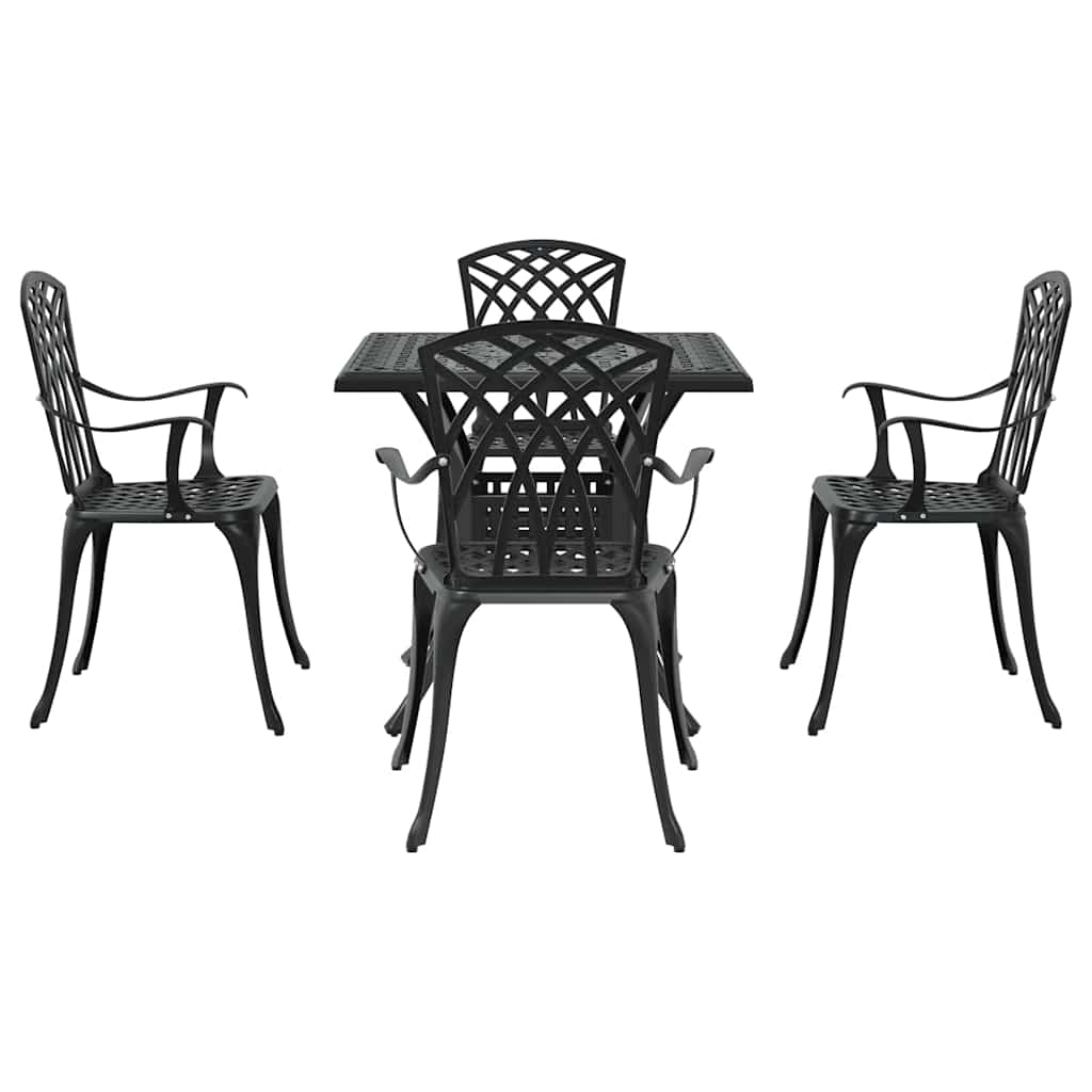 Garden Table Set 5 pcs Black Cast Aluminium