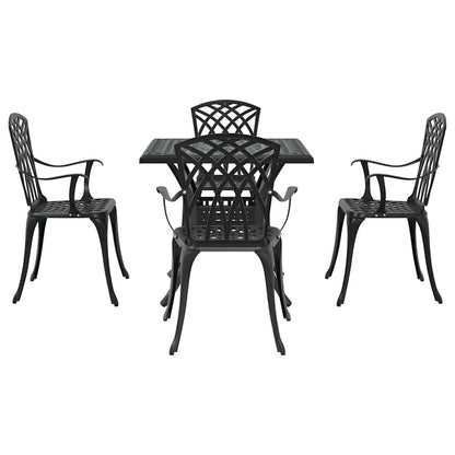 Garden Table Set 5 pcs Black Cast Aluminium
