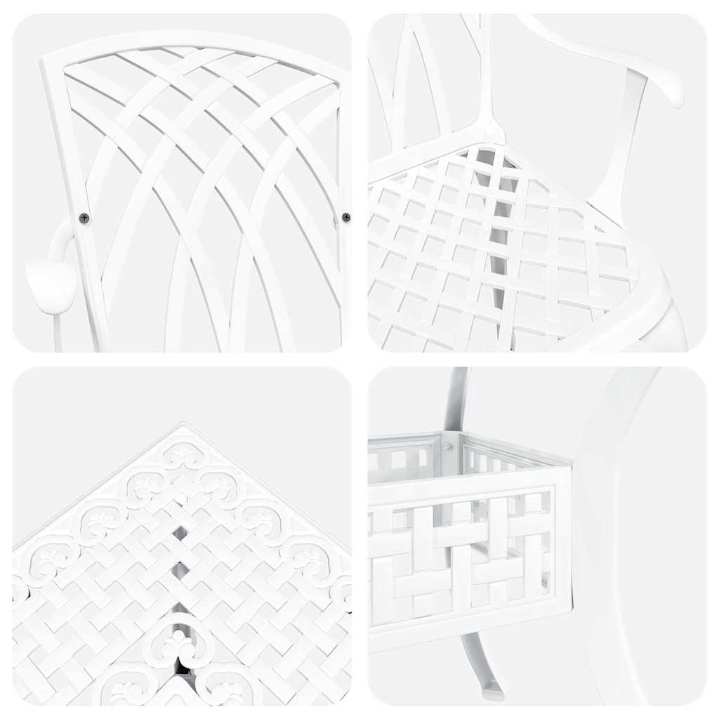 Garden Table Set 5 pcs White Cast Aluminium