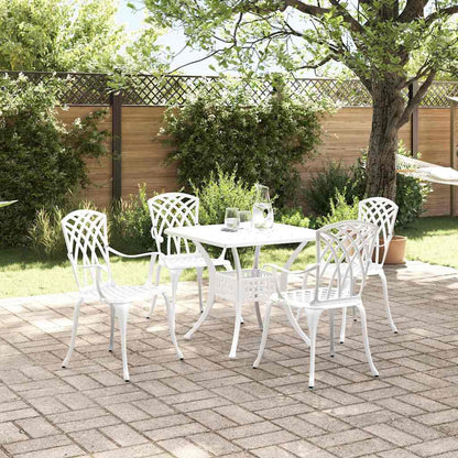 Garden Table Set 5 pcs White Cast Aluminium