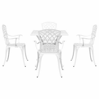 Garden Table Set 5 pcs White Cast Aluminium