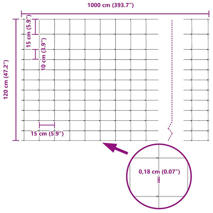 Wild Fence Hot Dip Galvanized 1000 x 120 x 0.18 cm Iron