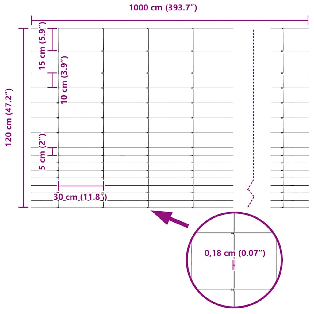 Wild Fence Hot Dip Galvanized 1000 x 120 x 0.18 cm Iron