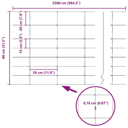 Field Fence Silver 25 x 0.8 m Galvanised steel