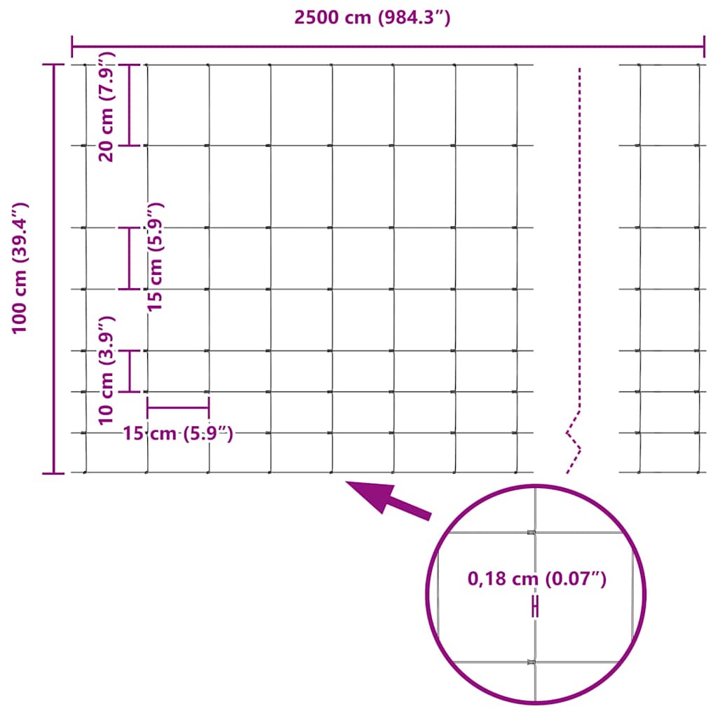 Field Fence Silver 25 x 1 m Galvanised steel