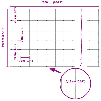 Field Fence Silver 25 x 1 m Galvanised steel