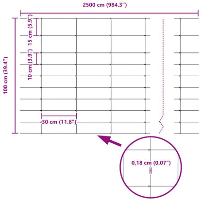 Field Fence Silver 25 x 1 m Galvanised steel