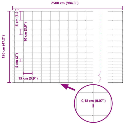 Field Fence Silver 25 x 1.2 m Galvanised steel