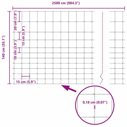 Field Fence Silver 25 x 1.4 m Galvanised steel
