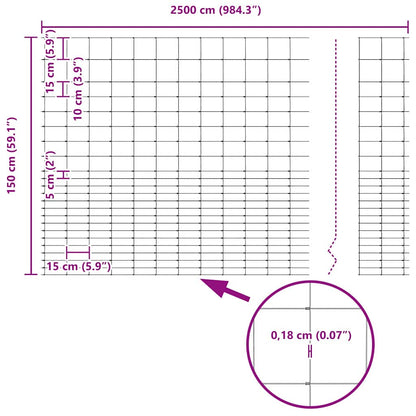 Field Fence Silver 25 x 1.6 m Galvanised steel