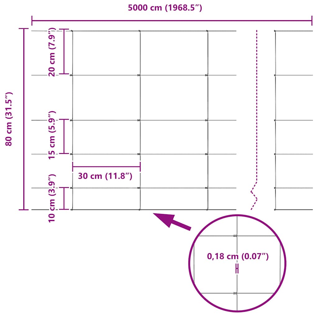 Field Fence Silver 50 x 0.8 m Galvanised steel