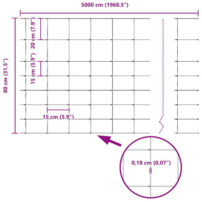 Field Fence Silver 50 x 0.8 m Galvanised steel