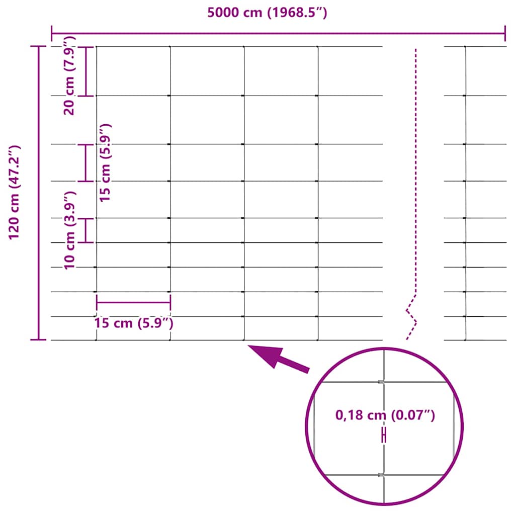 Field Fence Silver 50 x 1.2 m Galvanised steel