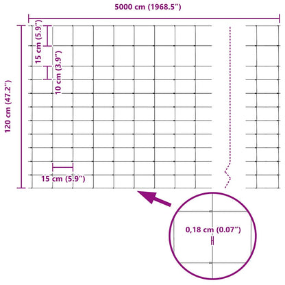 Field Fence Silver 50 x 1.2 m Galvanised steel