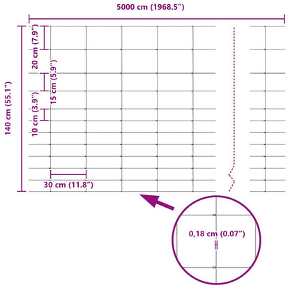 Field Fence Silver 50 x 1.4 m Galvanised steel