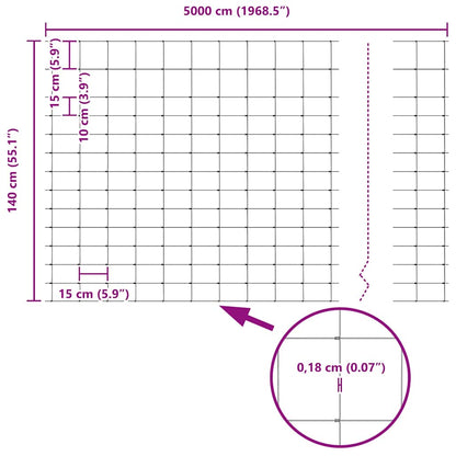 Field Fence Silver 50 x 1.4 m Galvanised steel