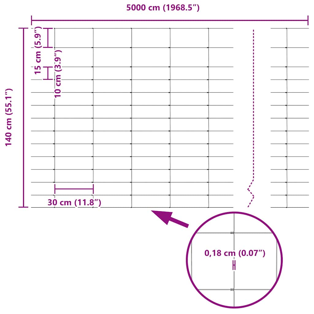Field Fence Silver 50 x 1.4 m Galvanised steel