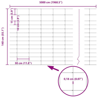 Field Fence Silver 50 x 1.4 m Galvanised steel