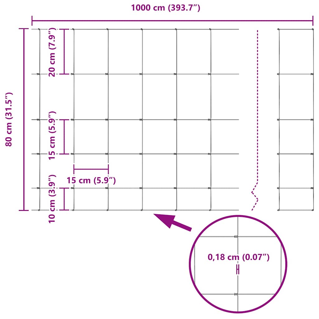 Field Fence Silver 100 x 0.8 m Galvanised steel