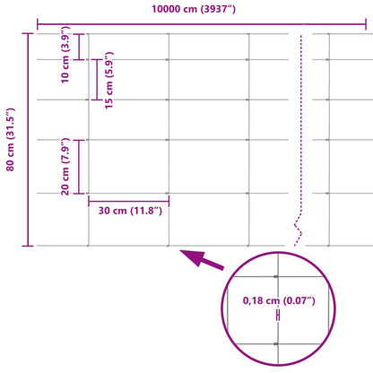 Field Fence Silver 100 x 0.8 m Galvanised steel