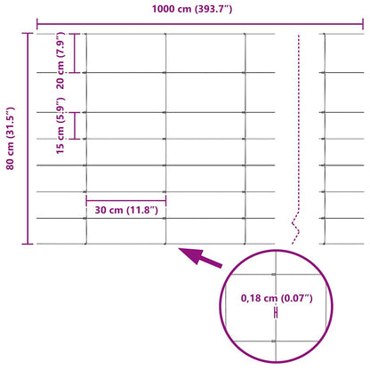 Field Fence Silver 100 x 0.8 m Galvanised steel