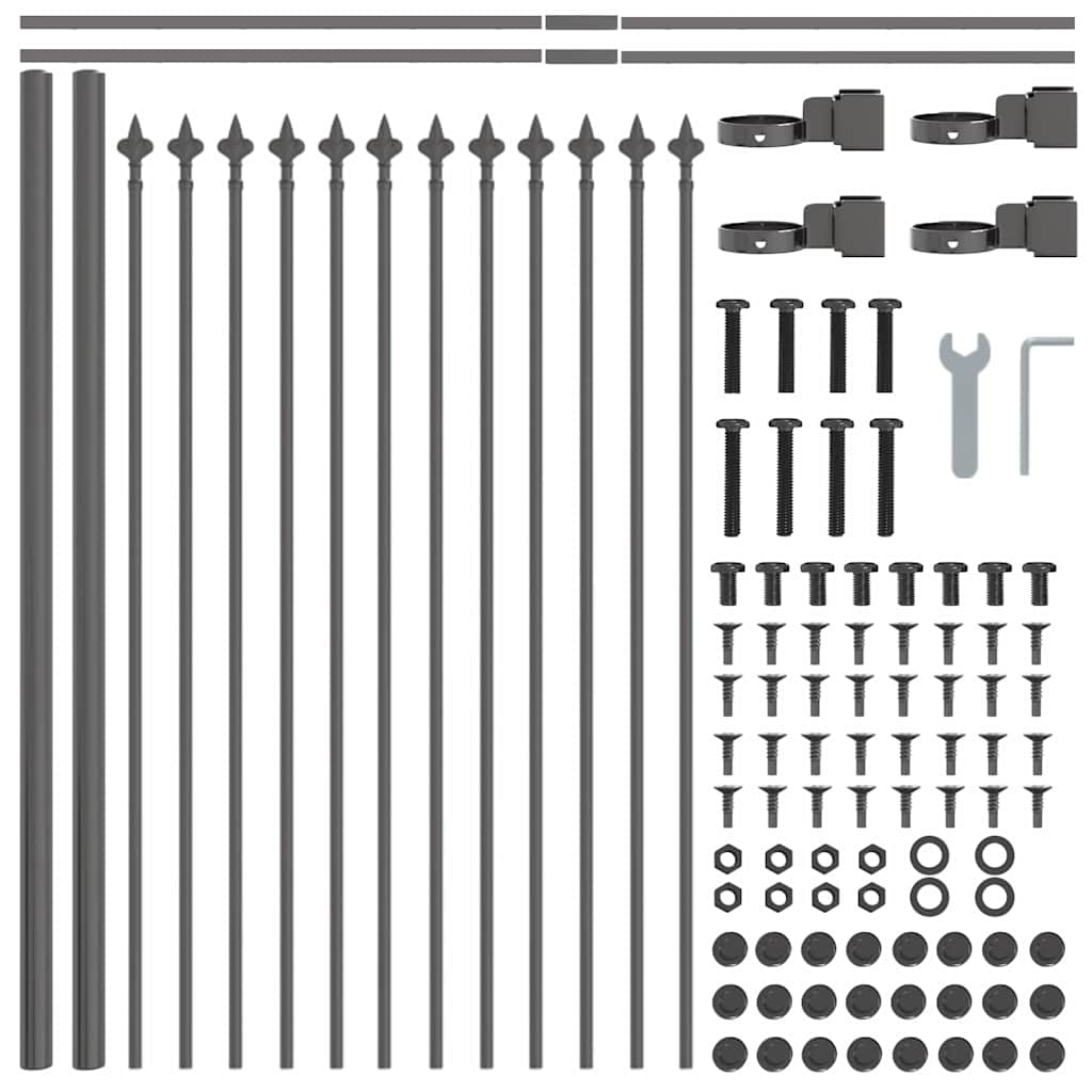 Garden Fence Woerden Grey 1.7 x 0.6 m Powder-coated Steel