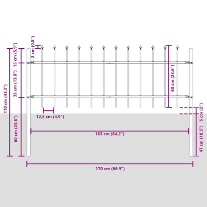 Garden Fence Woerden Grey 1.7 x 0.6 m Powder-coated Steel