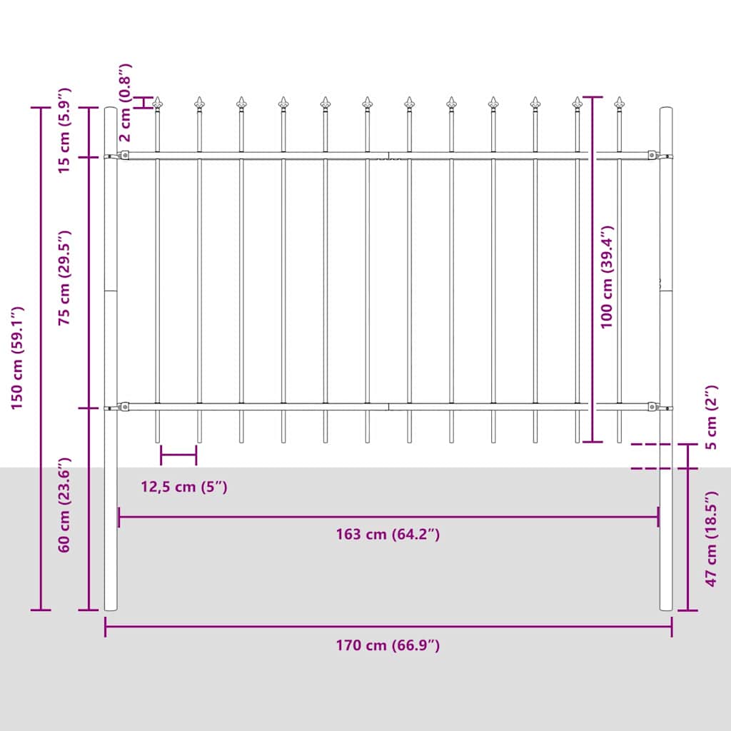 Garden Fence WOERDEN 1.7 x 1 m Powder-coated Steel White